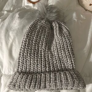 Faux fur pom Pom beanie